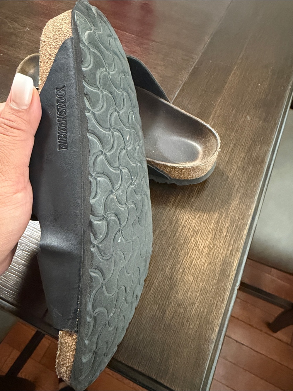 Birkenstock Black Double Strap Cork Footbed Sandals - Picture 3 of 3